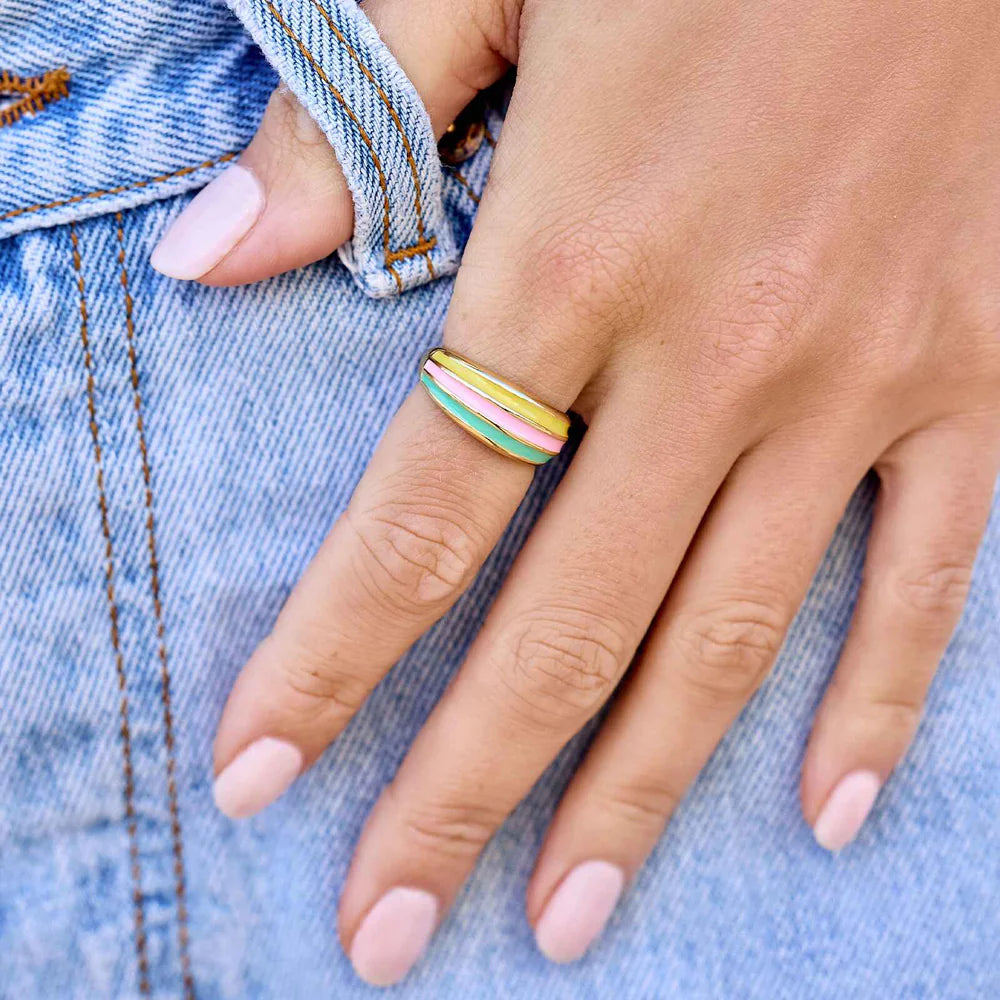 Sunset Striped Dome Ring